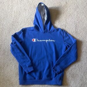 Champion Royal Blue Pullover Hoodie with Script Logo XL (18-20)